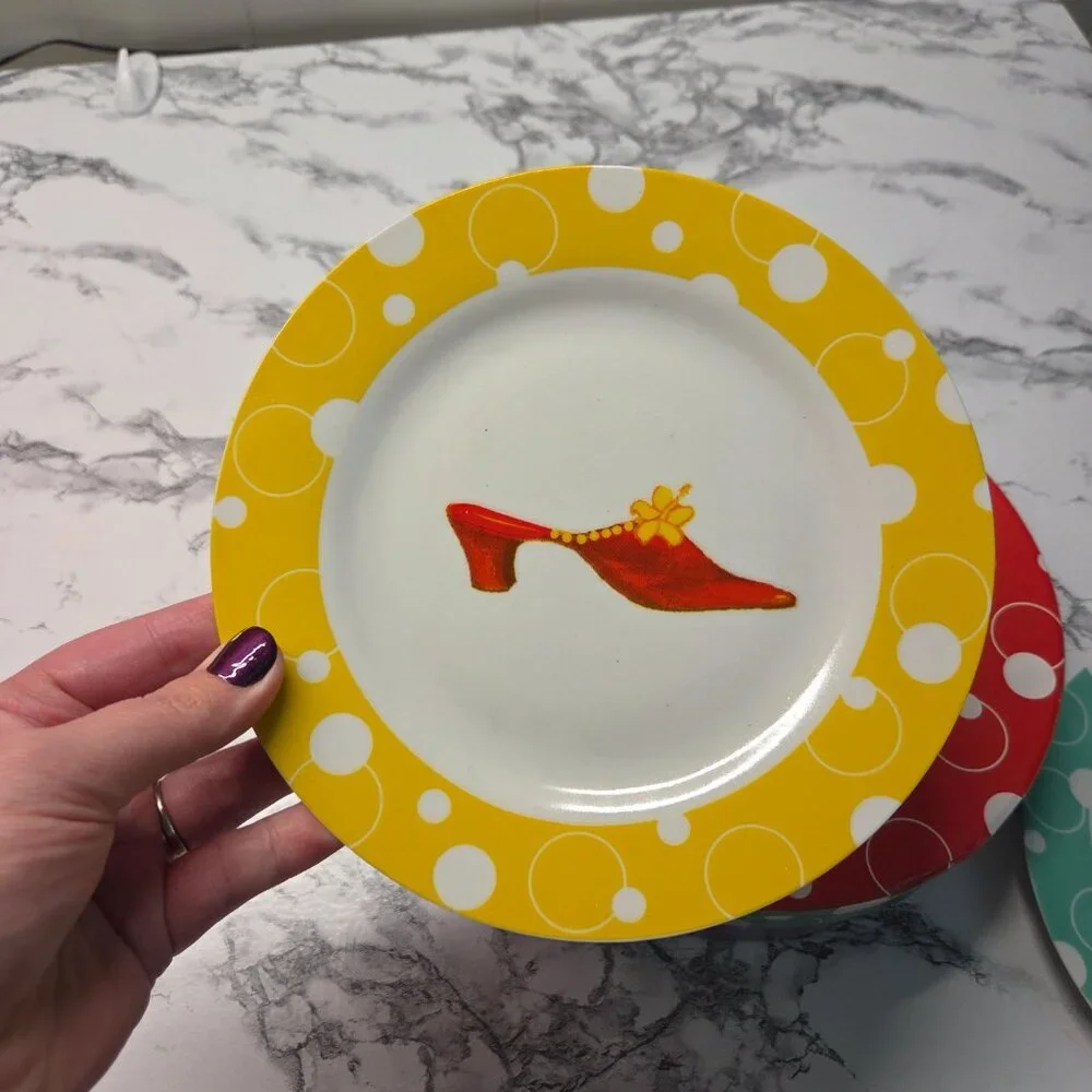 True Living Multi Colored 7.5 inch Heel Shoe Set of 4 Desert Plates